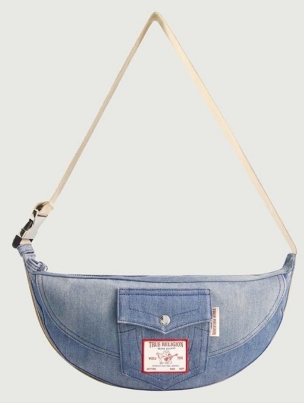 NWOT Y2K TRUE RELIGION Washed Denim Hobo Shoulder Bag